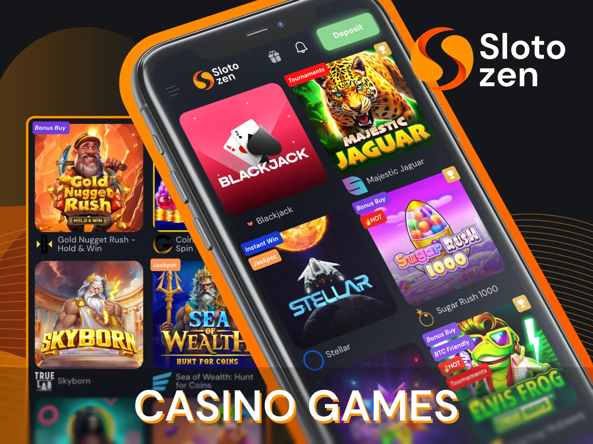 What games can players find in the Slotozen online casino app.