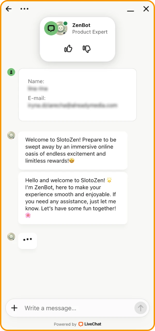 Use online chat if you have any questions at Slotozen online casino.